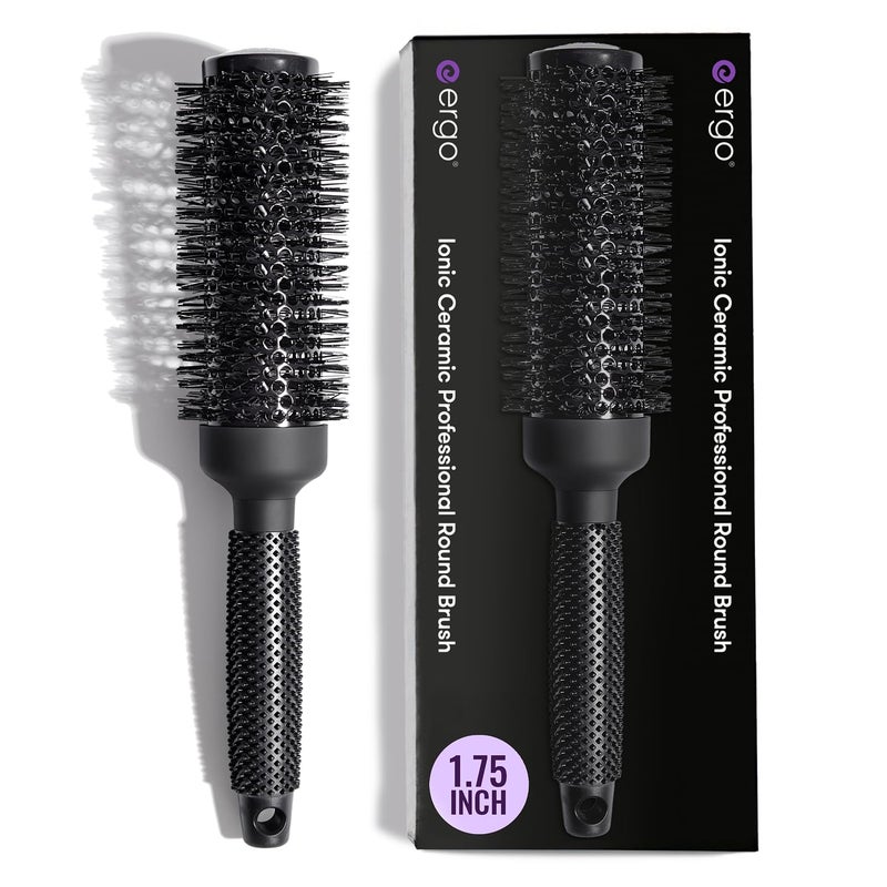 ERGO Ceramic Ionic Round Brush for Blow Out - Salon Quality Hair Brushes for Women - Roller Brush for Blow Drying, Wet and Dry Hair Styling, Volumizing Hair Care - ER43: 1.75" - Image 1